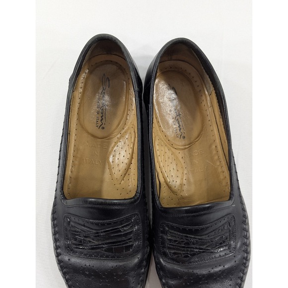 Santoni Black Leather Loafer Mens Size 8 D Italy Made Casual Shoes 441348 - Picture 3 of 9